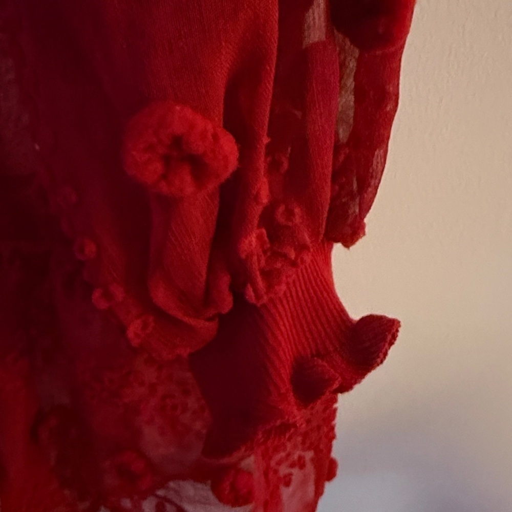 Entro Vibrant Red Textured Top - Picture 3 of 6